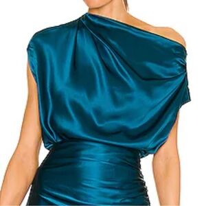 Elegant Teal One-Shoulder Women's Top